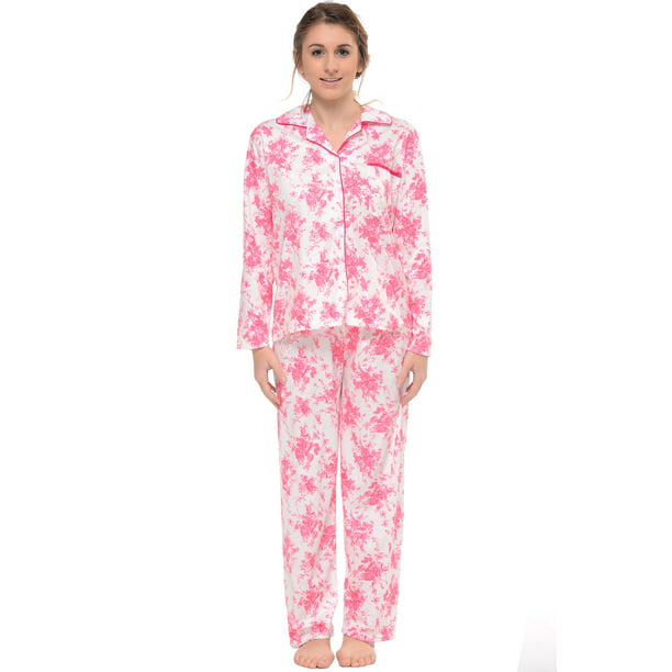 Casual Nights Women's Long Sleeve Notch Collar Floral Pajama Set